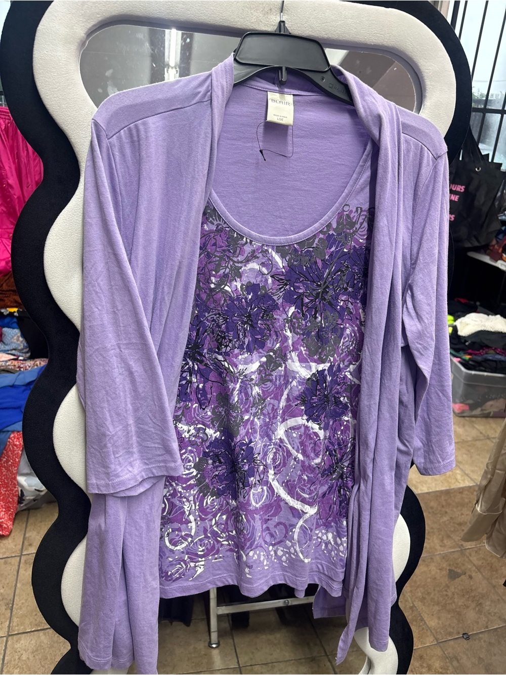 BLAIR,Lavender Purple Floral Layered Top